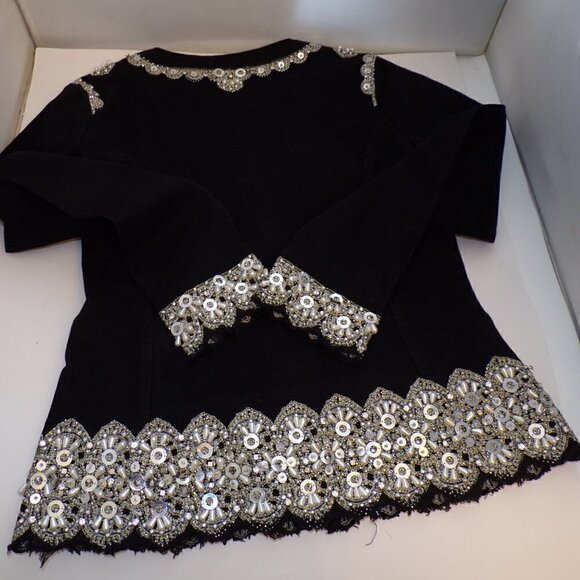 LUXE MODA Lavishly Embellished Black Jacket So Beautiful!! sz S - Picture 7 of 7